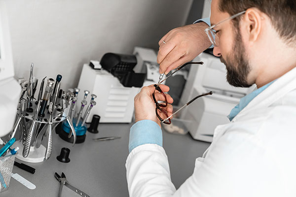 Ophthalmology specialist examining a child's eye