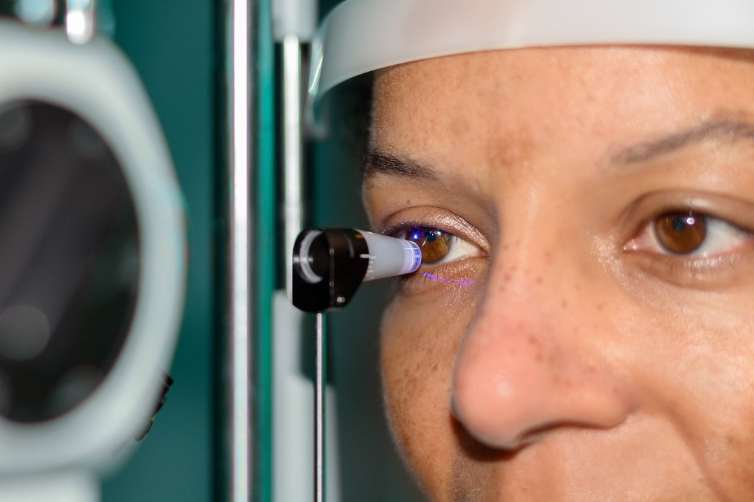 Person getting an glaucoma exam