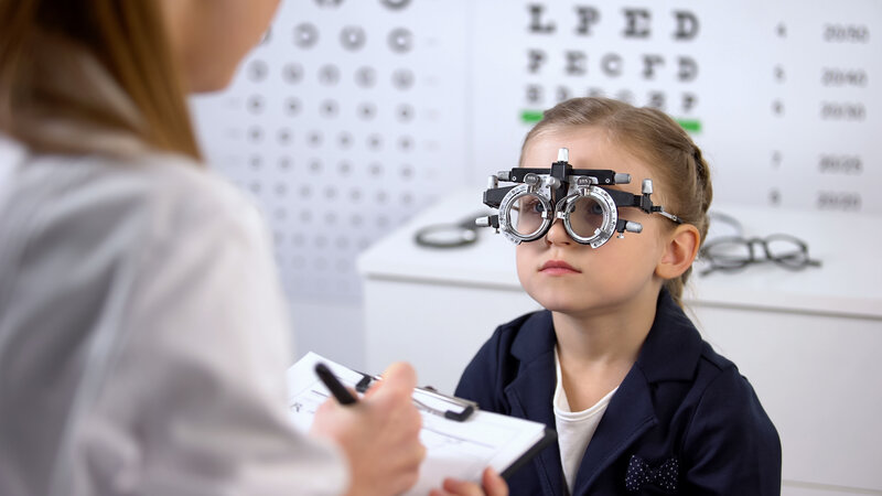 Child getting eye exam